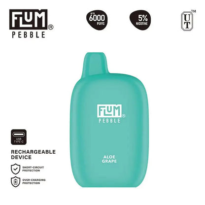 Flum Disposable Vape Aloe Grape Flum Pebble Disposable Vape (5%, 6000 Puffs)