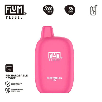Flum Disposable Vape Berrymelon Icy Flum Pebble Disposable Vape (5%, 6000 Puffs)