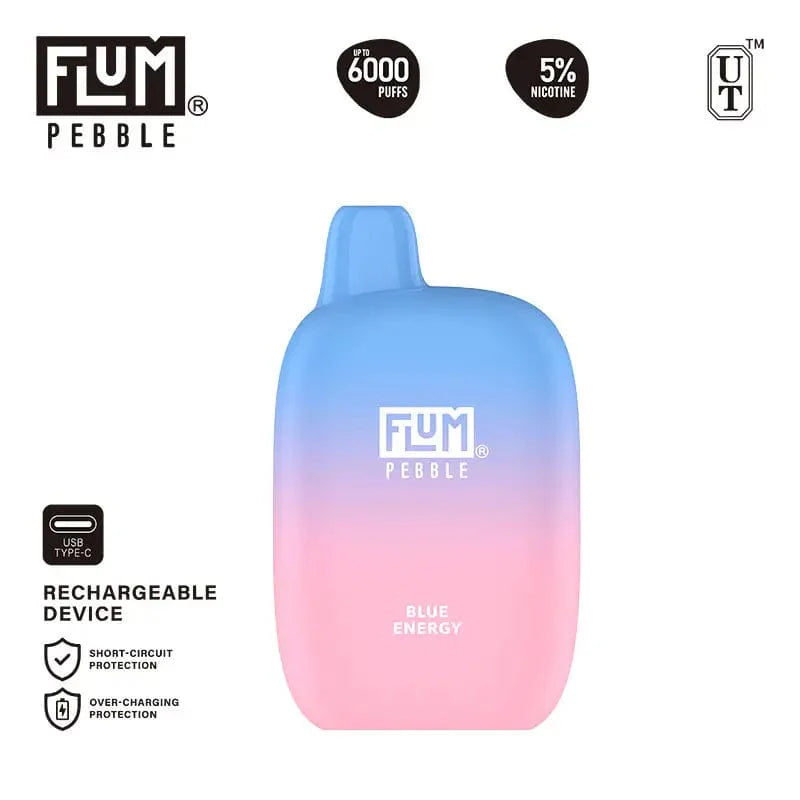 Flum Disposable Vape Blue Energy Flum Pebble Disposable Vape (5%, 6000 Puffs)