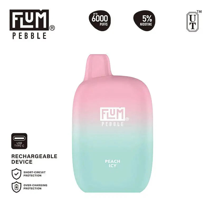 Flum Disposable Vape Peach Icy Flum Pebble Disposable Vape (5%, 6000 Puffs)