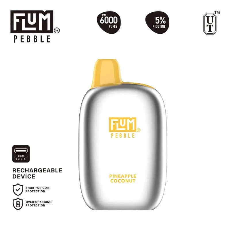 Flum Disposable Vape Pineapple Coconut Flum Pebble Disposable Vape (5%, 6000 Puffs)