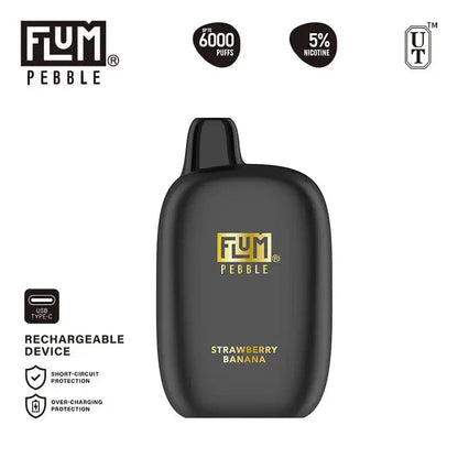 Flum Disposable Vape Strawberry Banana Flum Pebble Disposable Vape (5%, 6000 Puffs)