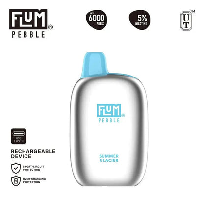 Flum Disposable Vape Summer Glacier Flum Pebble Disposable Vape (5%, 6000 Puffs)