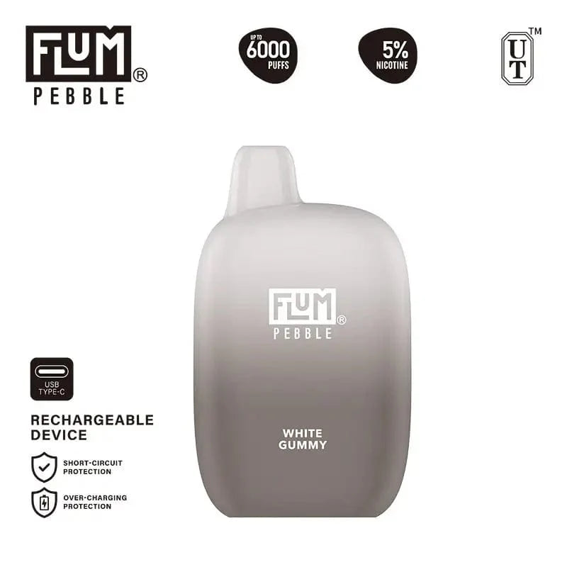 Flum Disposable Vape White Gummy Flum Pebble Disposable Vape (5%, 6000 Puffs)