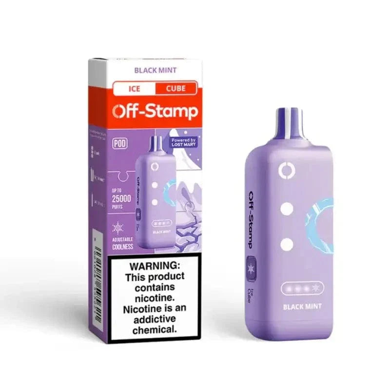 Lost Mary Disposable Vape Black Mint' Off-Stamp X-CUBE Ice 25K Disposable Pod (5%, 25000 Puffs)
