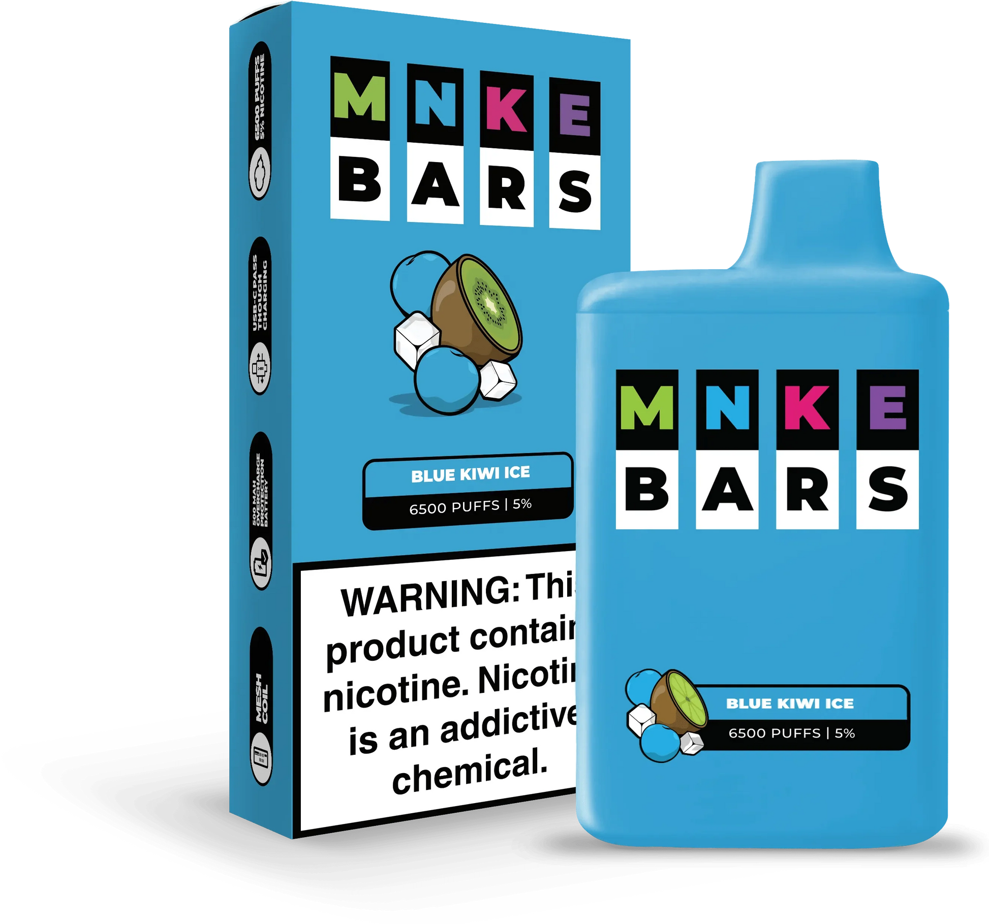 Vapetasia Disposable Vape Blue Kiwi Ice MNKE Bars Disposable Vape (5%, 6500 Puffs)