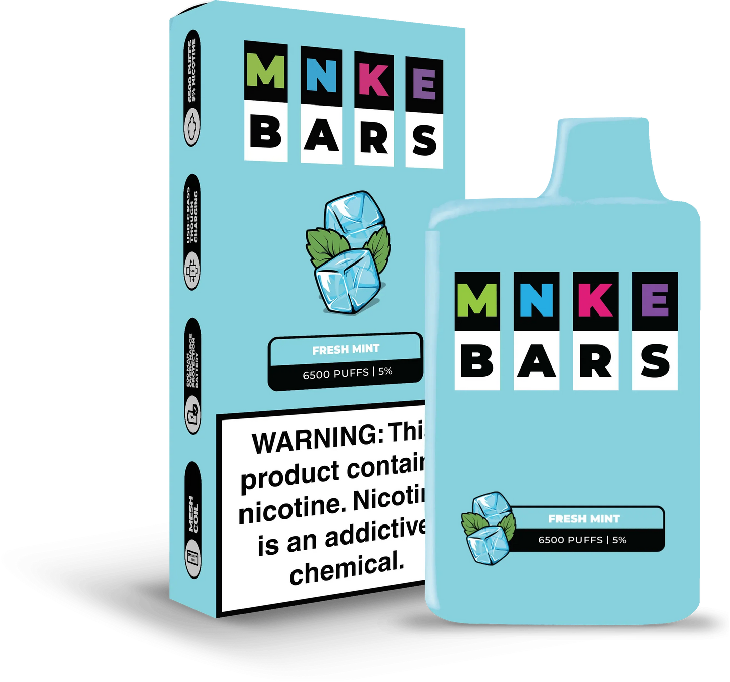 Vapetasia Disposable Vape Fresh Mint MNKE Bars Disposable Vape (5%, 6500 Puffs)