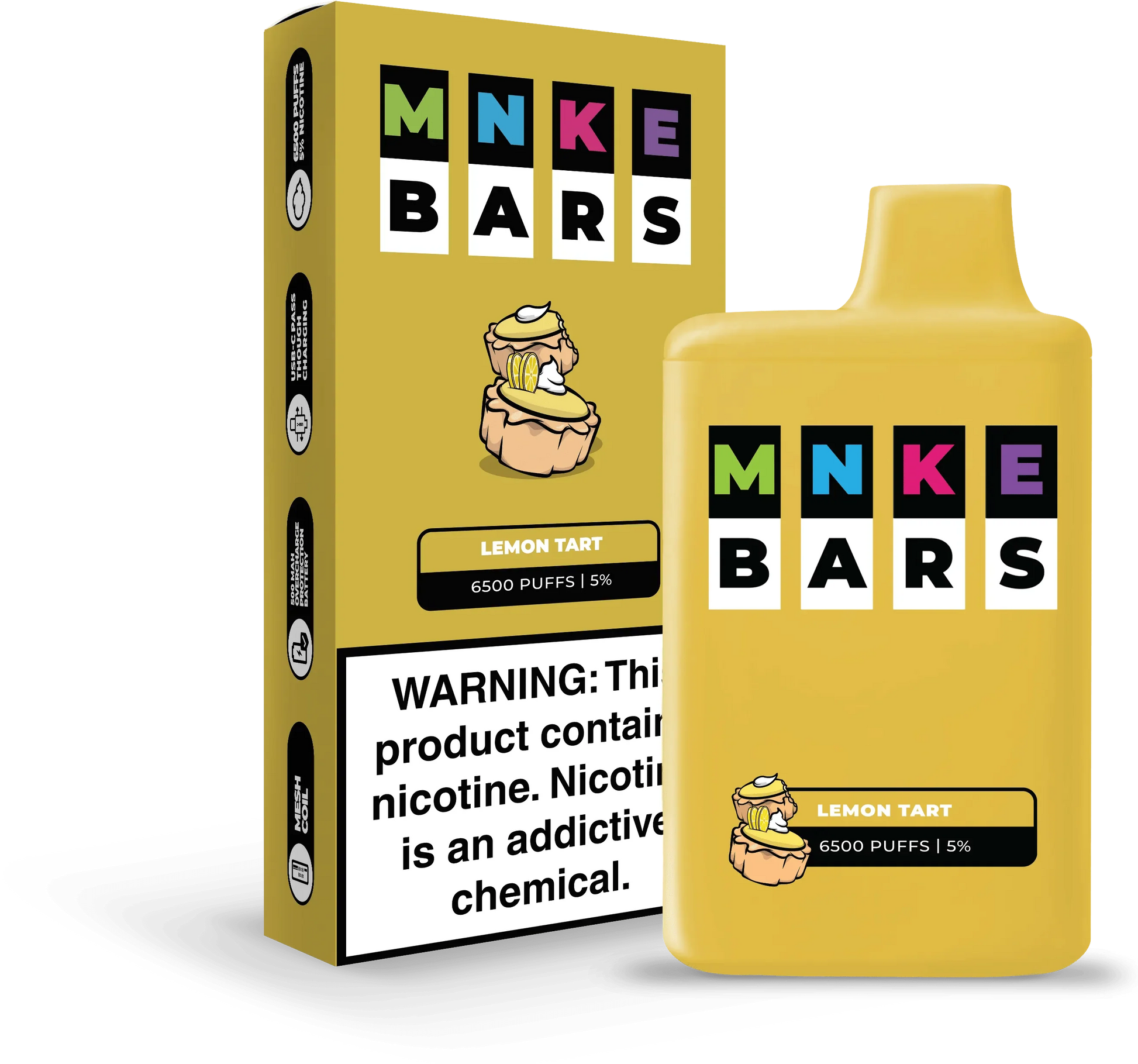Vapetasia Disposable Vape Lemon Tart MNKE Bars Disposable Vape (5%, 6500 Puffs)