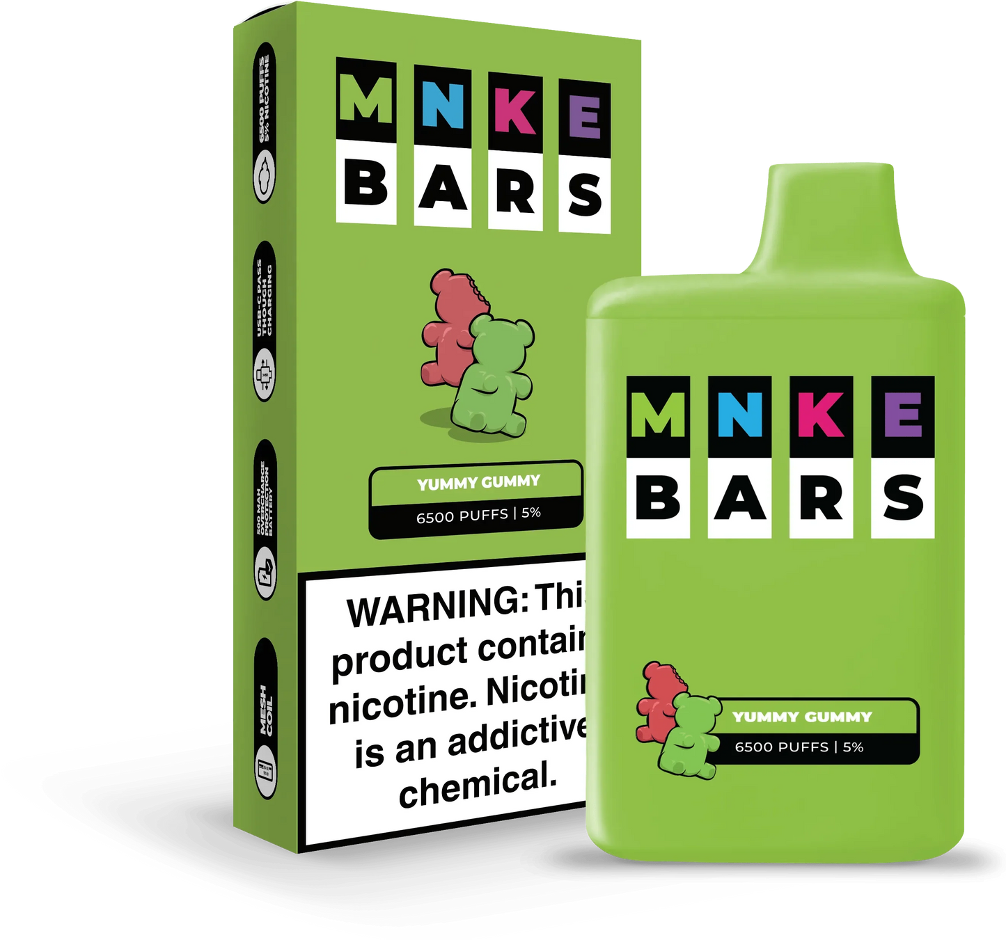 Vapetasia Disposable Vape Yummy Gummy MNKE Bars Disposable Vape (5%, 6500 Puffs)