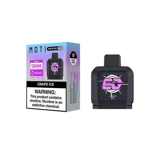 MOTI Vape Pods Grape Ice MOTI Go Pro 12000 Disposable Pod