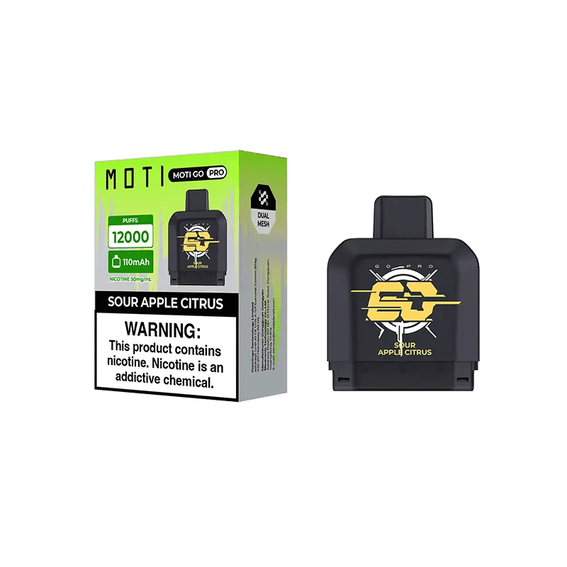 MOTI Vape Pods Sour Apple Citrus MOTI Go Pro 12000 Disposable Pod