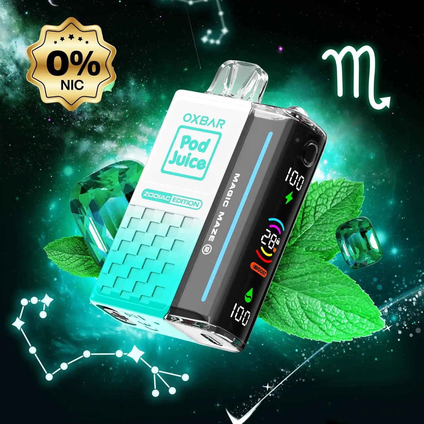 OXBAR Disposable Vape 0% / Clear Emerald OXBAR X Pod Juice Magic Maze 2.0 30K Disposable Vape (0% & 5%, 30000 Puffs)