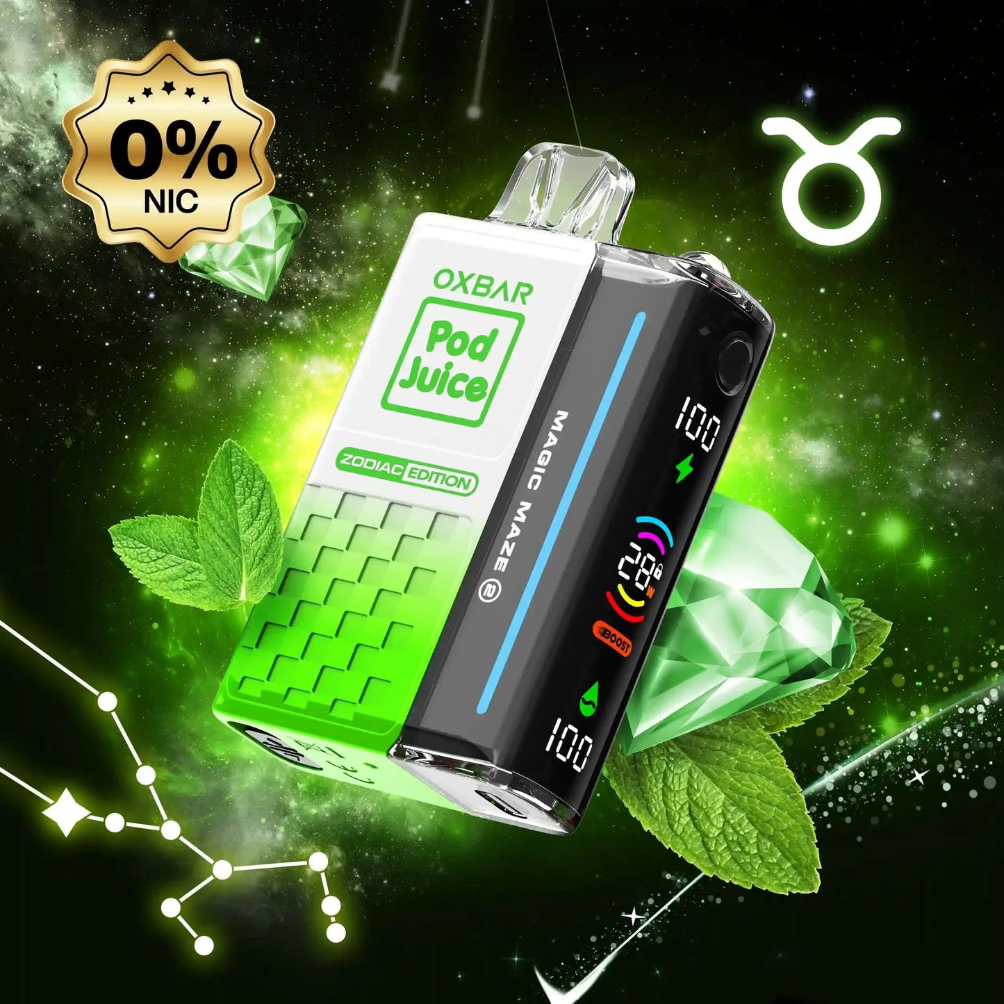 OXBAR Disposable Vape 0% / Jewel Mint OXBAR X Pod Juice Magic Maze 2.0 30K Disposable Vape (0% & 5%, 30000 Puffs)