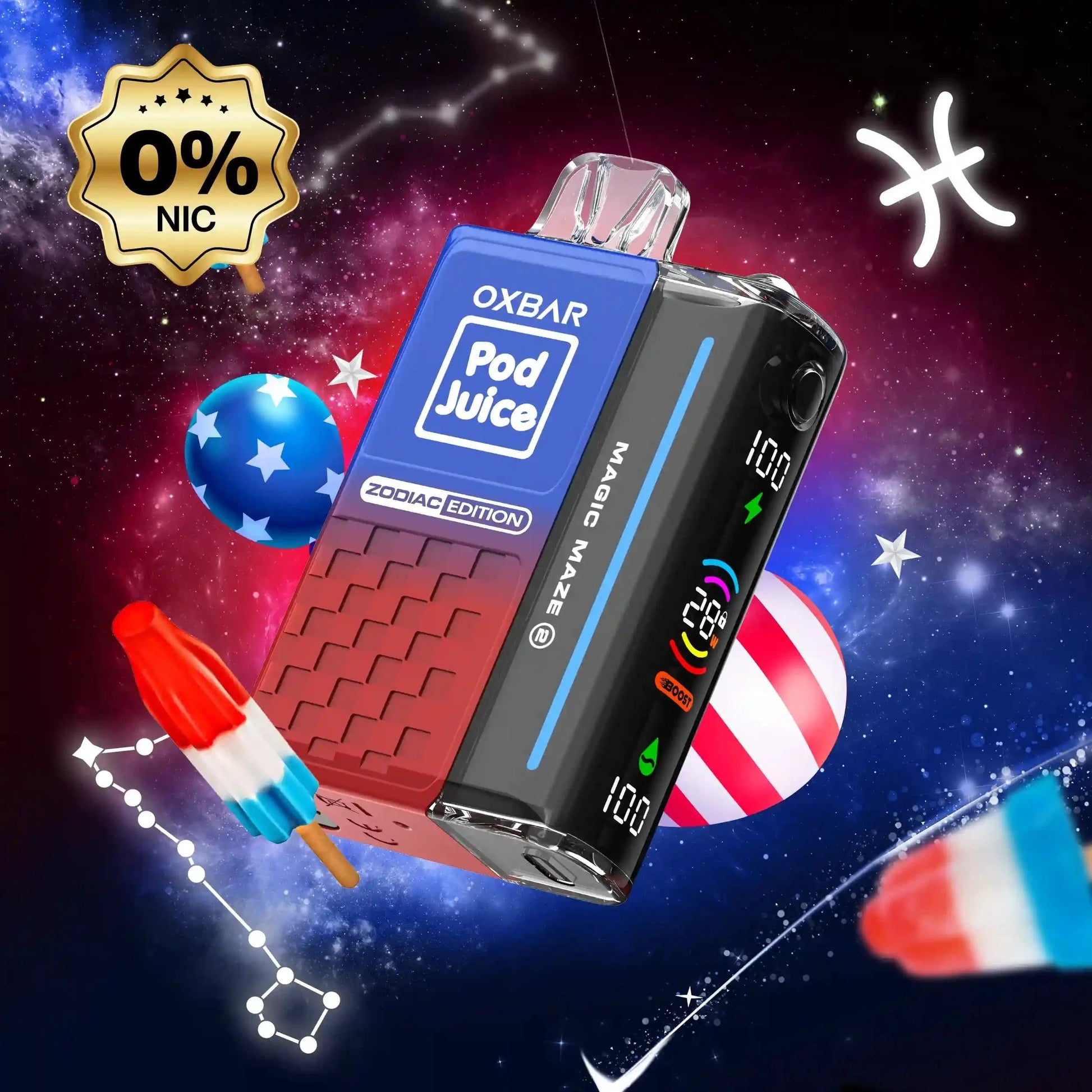 OXBAR Disposable Vape 0% / Rocket Pop OXBAR X Pod Juice Magic Maze 2.0 30K Disposable Vape (0% & 5%, 30000 Puffs)