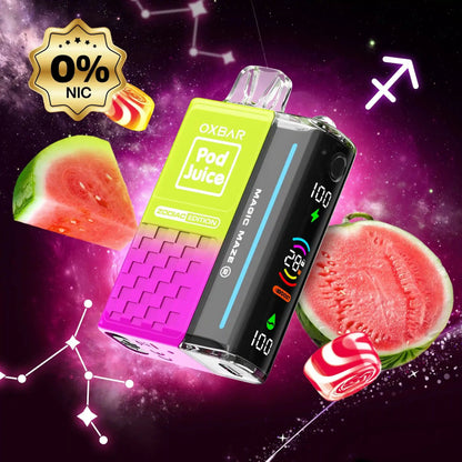 OXBAR Disposable Vape 0% / Watermelon Skitz OXBAR X Pod Juice Magic Maze 2.0 30K Disposable Vape (0% & 5%, 30000 Puffs)
