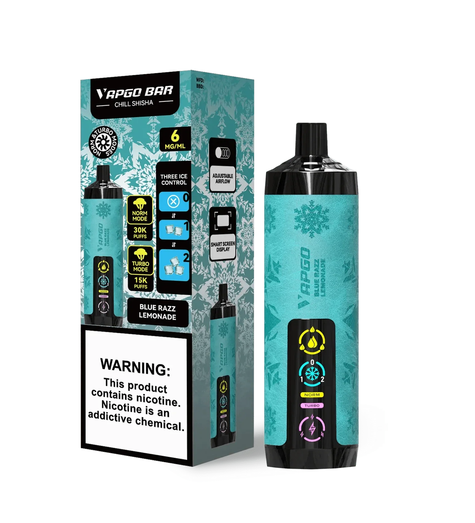 VAPGO Disposable Vape Blue Razz Lemonade VAPGO Chill Shisha 30K 3-Level Control Disposable (0.6% 30,000 Puffs)