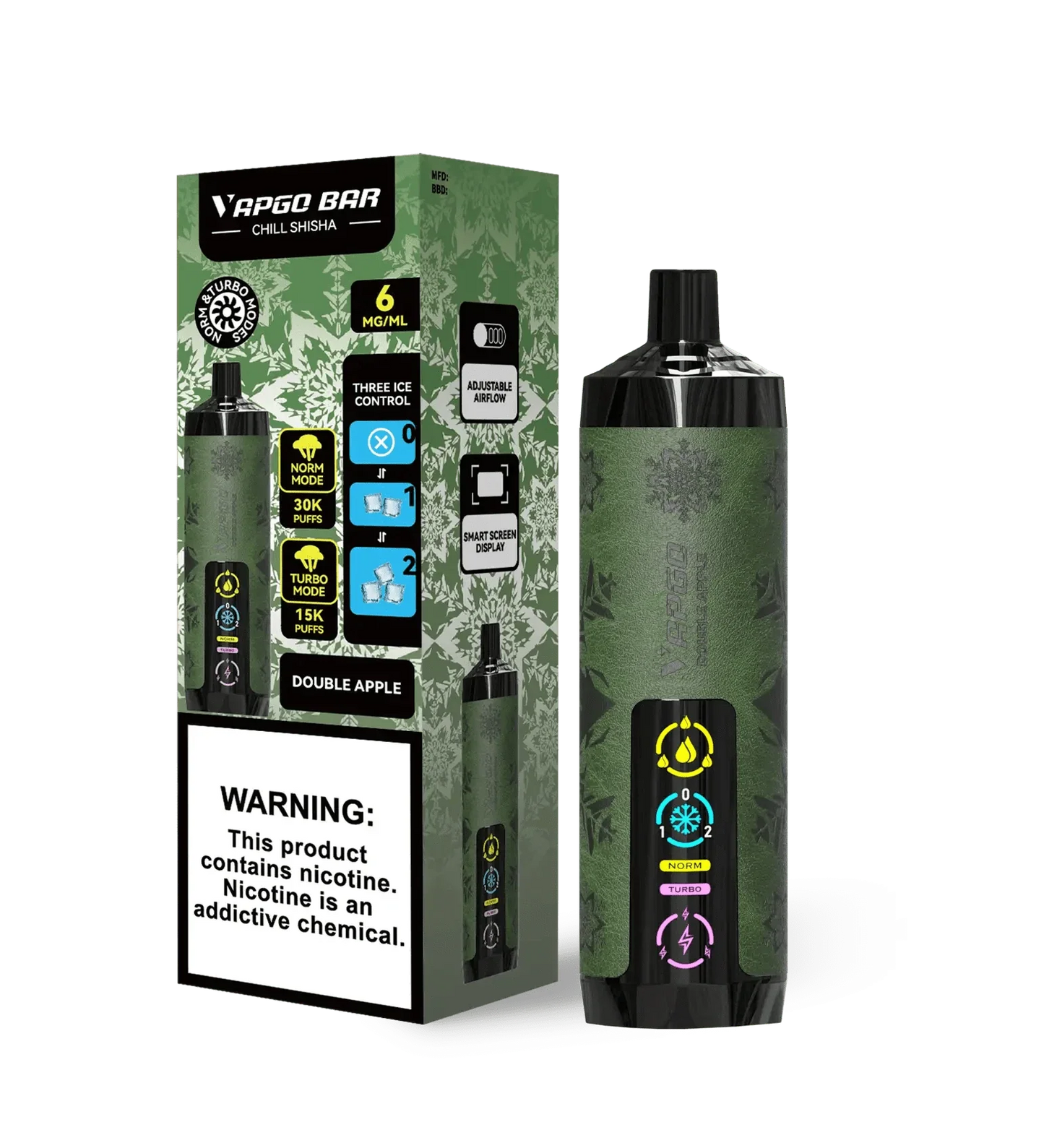 VAPGO Disposable Vape Double Apple VAPGO Chill Shisha 30K 3-Level Control Disposable (0.6% 30,000 Puffs)