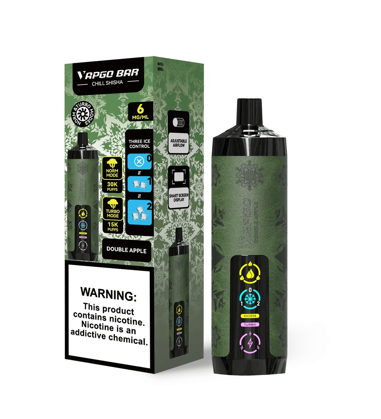 VAPGO Disposable Vape Double Apple VAPGO Chill Shisha 30K 3-Level Control Disposable (0.6% 30,000 Puffs)