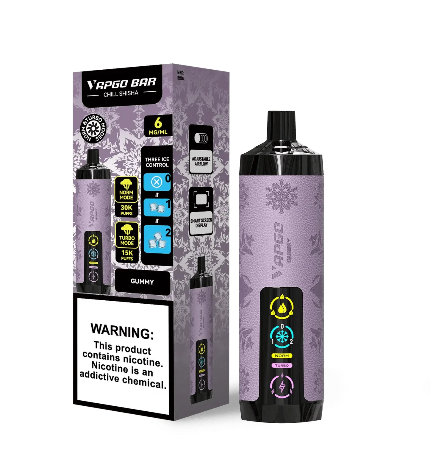 VAPGO Disposable Vape Gummy VAPGO Chill Shisha 30K 3-Level Control Disposable (0.6% 30,000 Puffs)