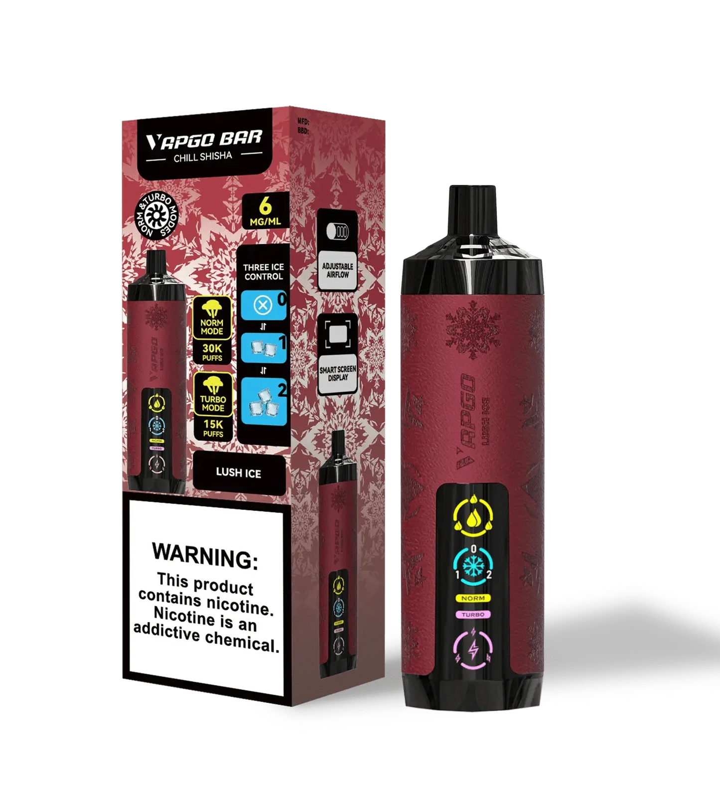 VAPGO Disposable Vape Lush Ice VAPGO Chill Shisha 30K 3-Level Control Disposable (0.6% 30,000 Puffs)